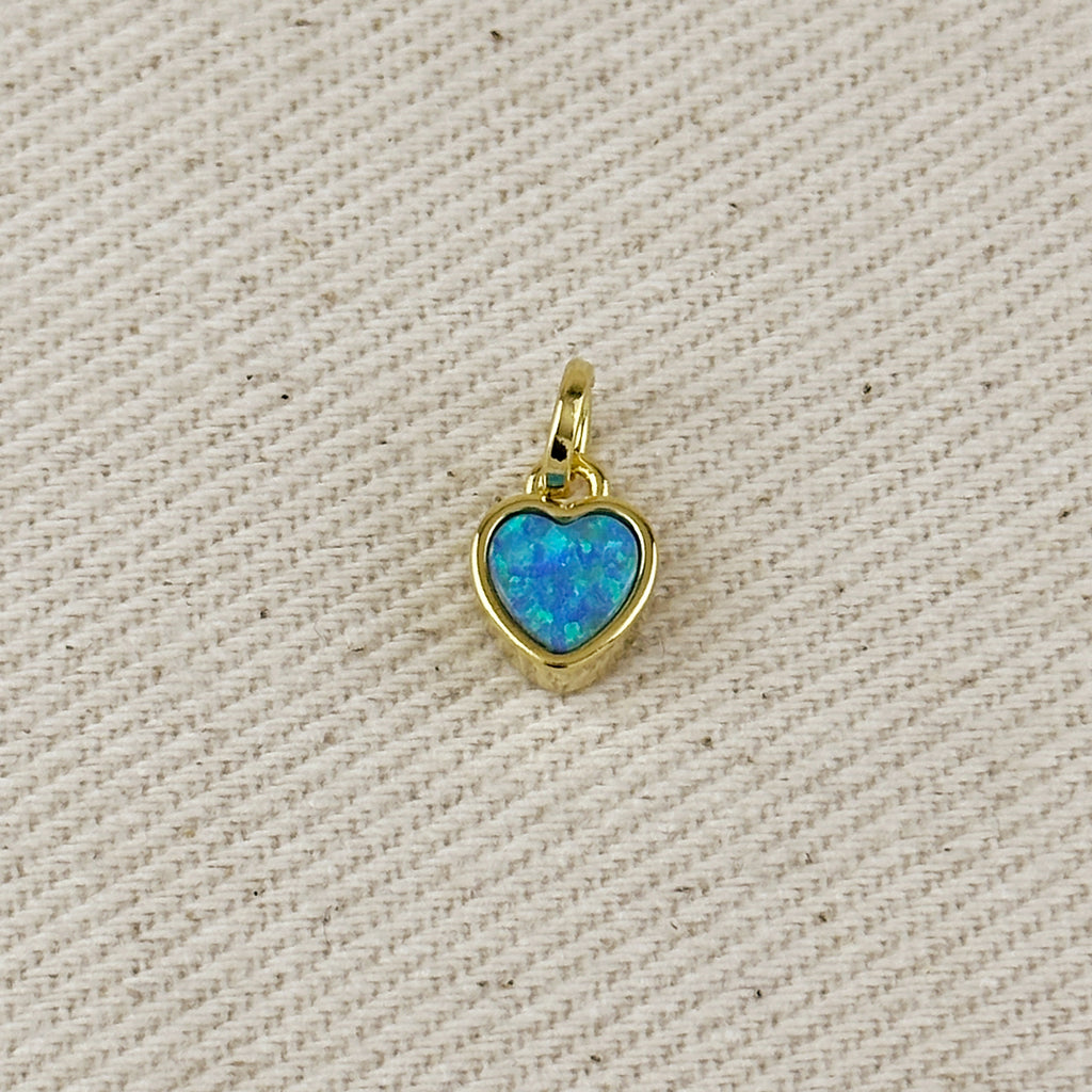 18k Gold Filled Opal Heart Charms