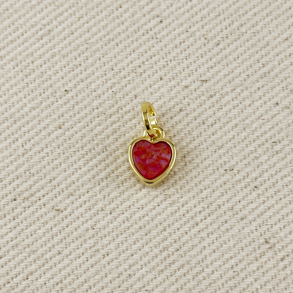 18k Gold Filled Opal Heart Charms