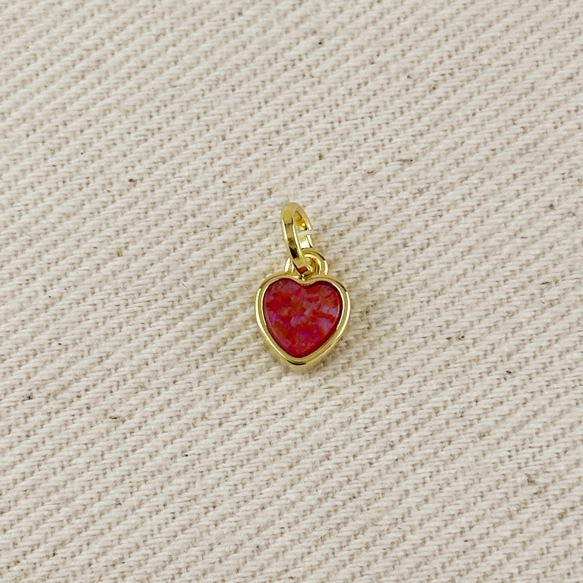 18k Gold Filled Opal Heart Charms