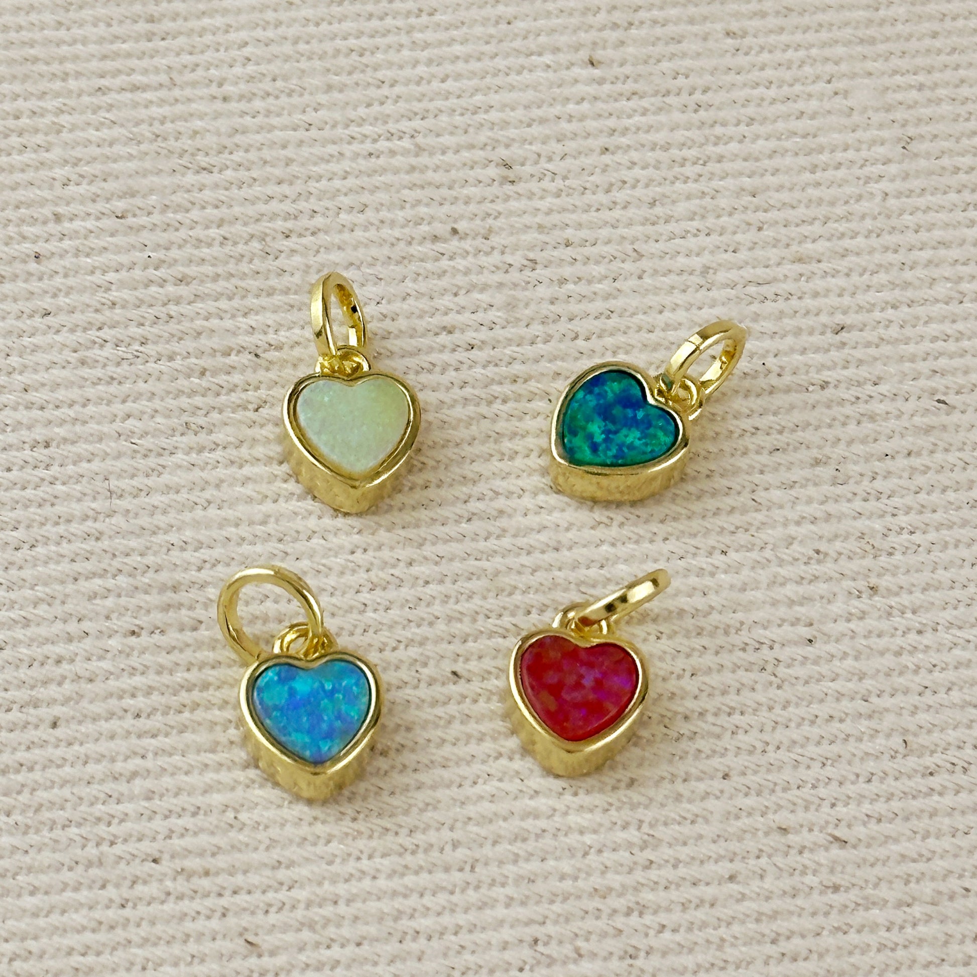 18k Gold Filled Opal Heart Charms
