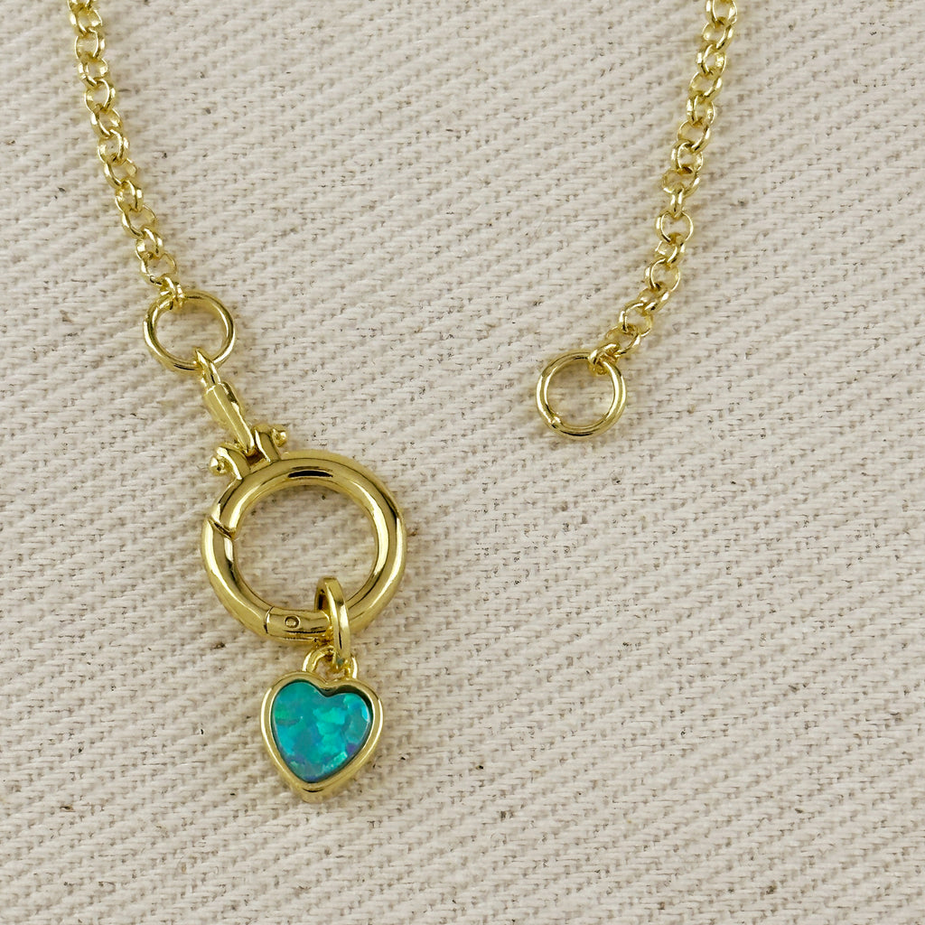 18k Gold Filled Opal Heart Charms