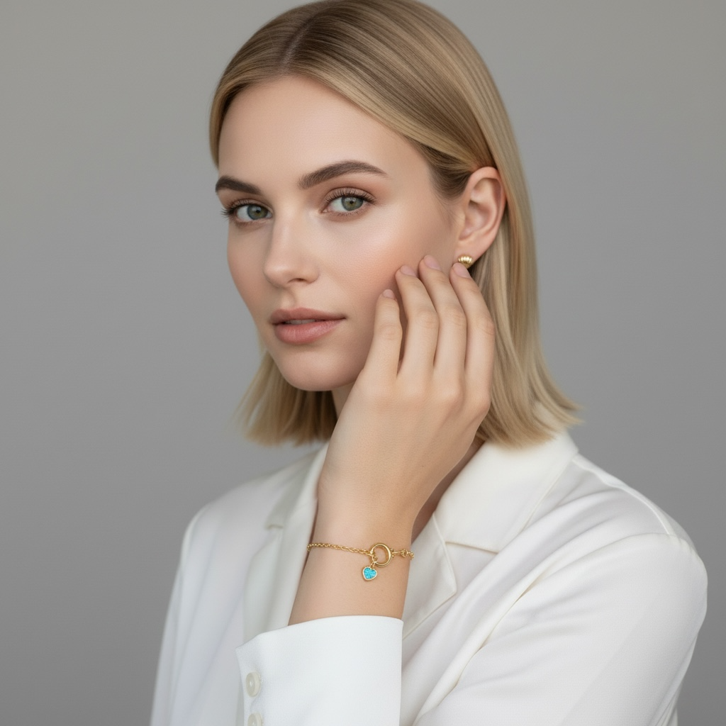 18k Gold Filled Opal Heart Charms