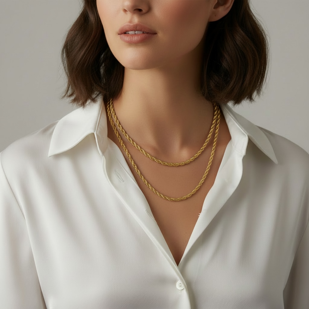 18k Gold Filled Rope Chain In 4.0mm Thickness Gold Chain