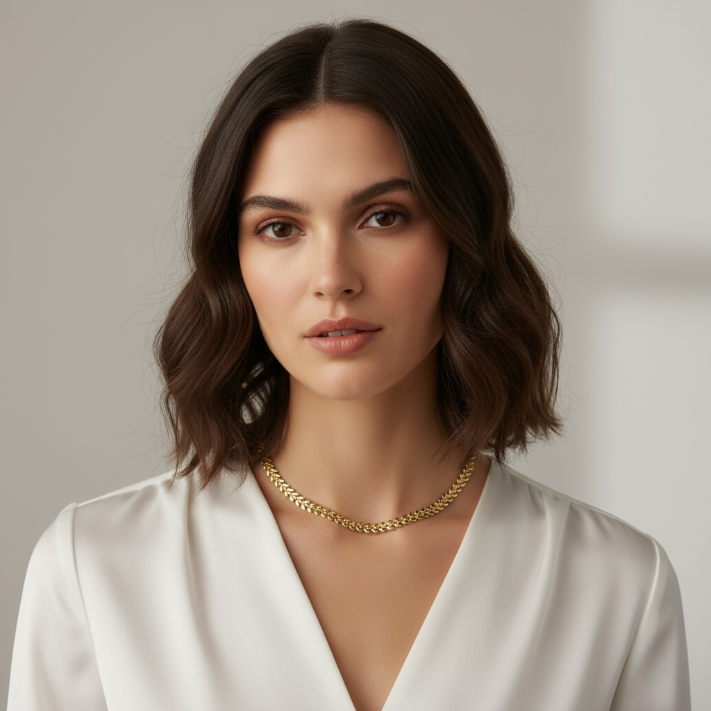 18k Gold Filled Leaf Choker Necklace