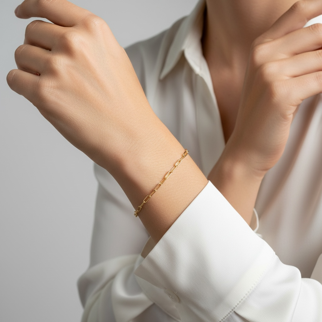 18k Gold Filled Short Link Paperclip Bracelet