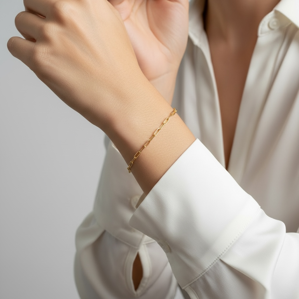 18k Gold Filled Short Link Paperclip Bracelet