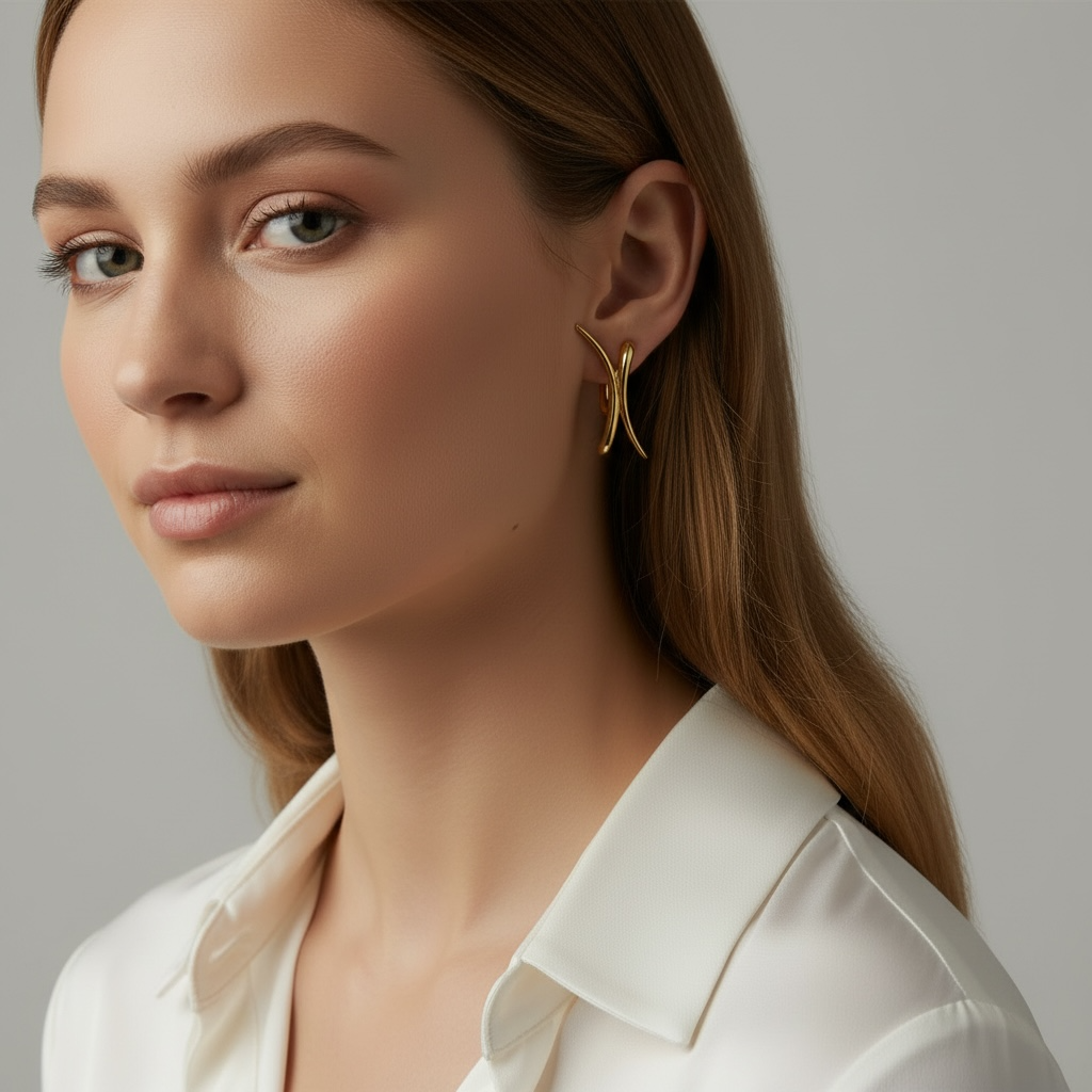 18k Gold Filled Oversized X Earrings