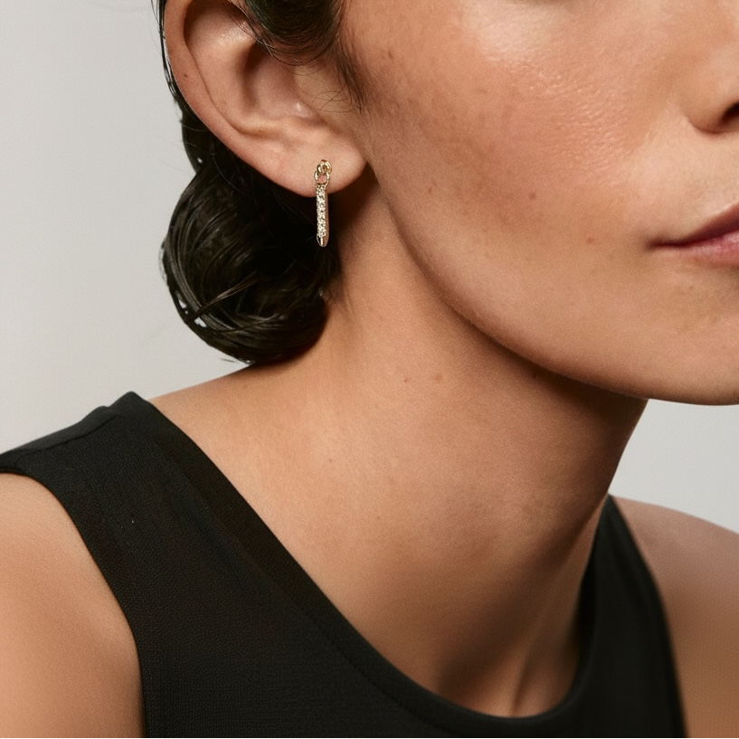 18k Gold Filled CZ Spear Drop Earrings