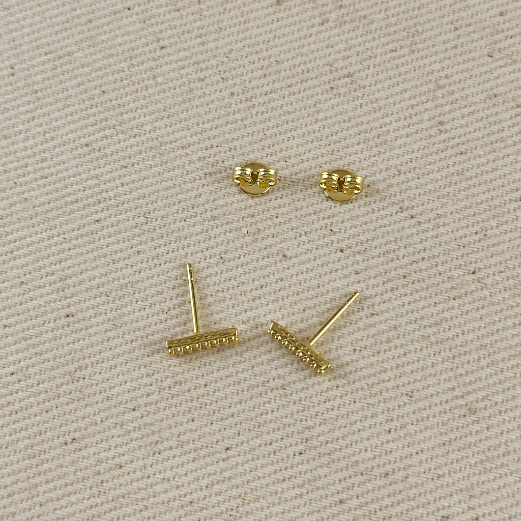 18k Gold Filled Dainty CZ Bar Stud Earrings
