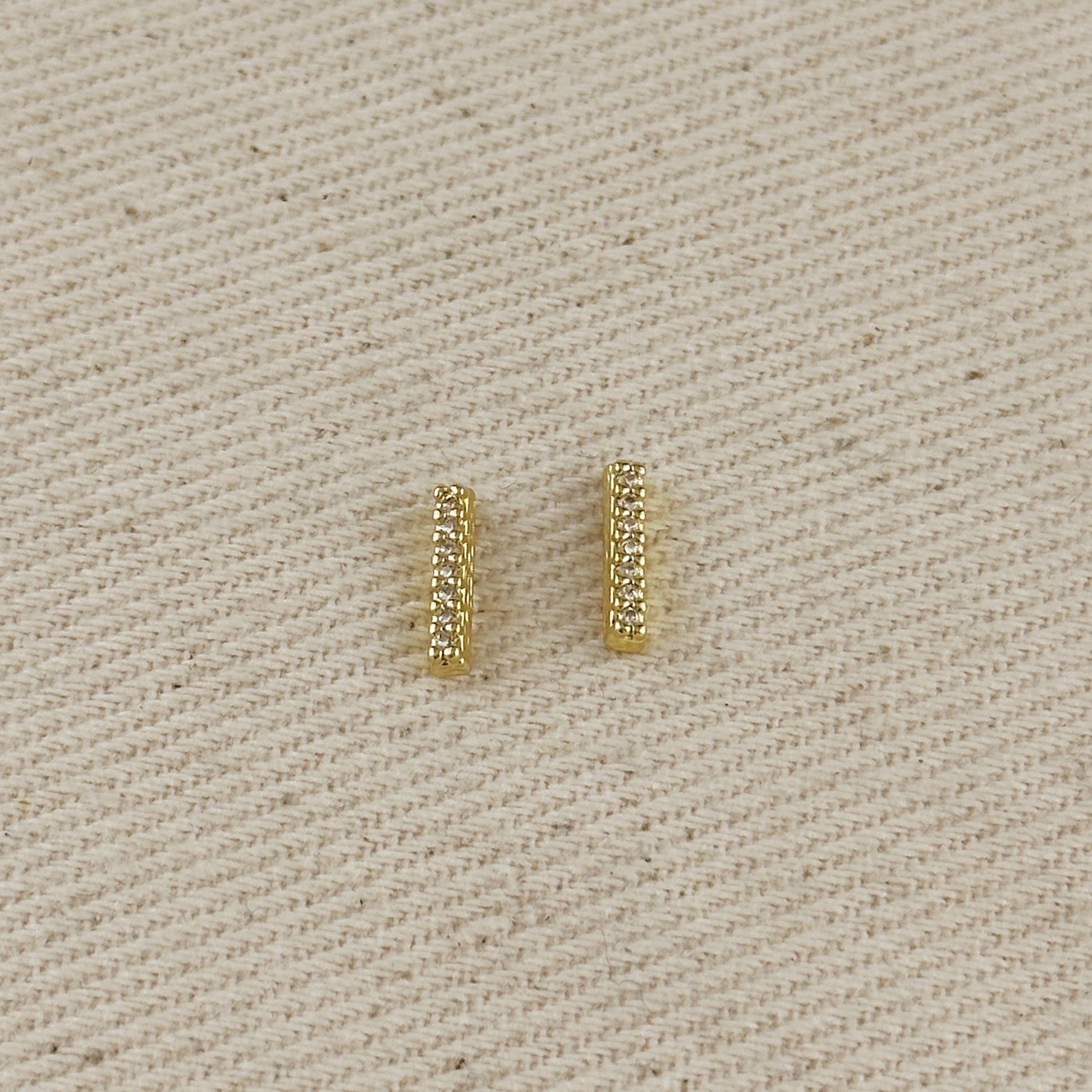 18k Gold Filled Dainty CZ Bar Stud Earrings