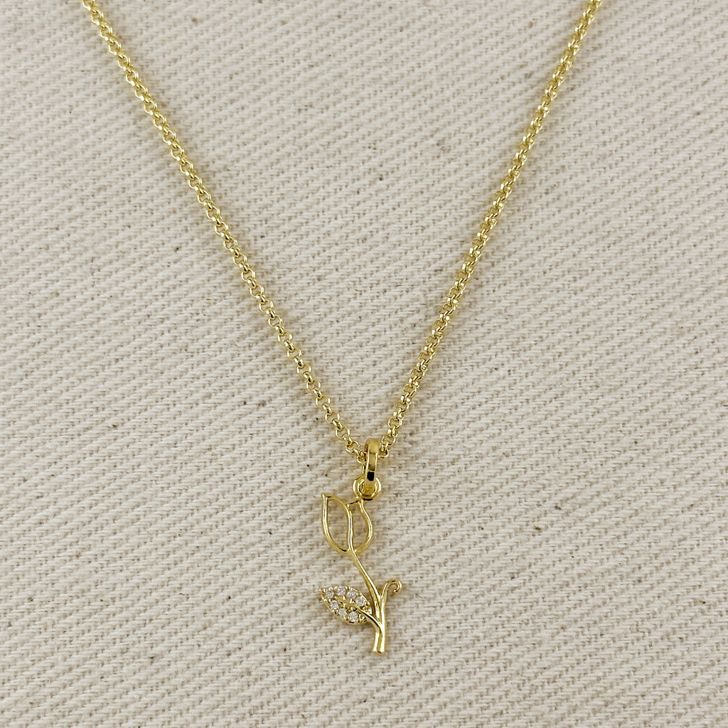 18k Gold Filled Tulip Charm Necklace