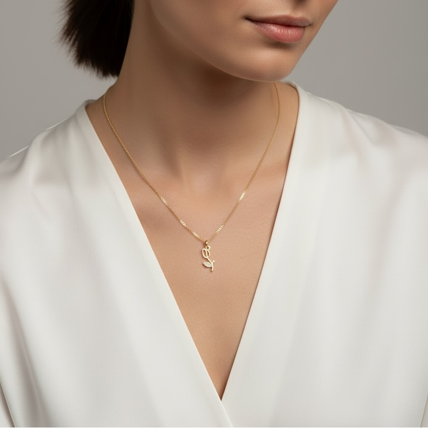18k Gold Filled Tulip Charm Necklace