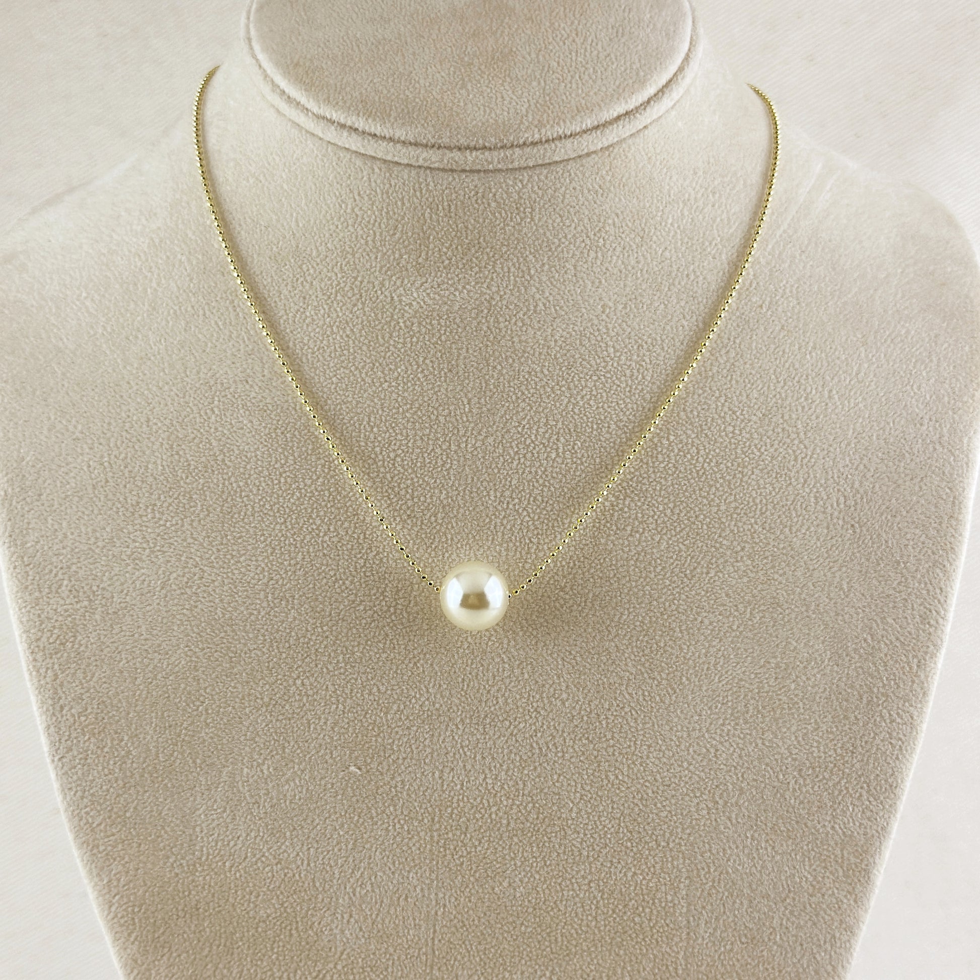 18k Gold Filled Solitaire Pearl Necklace