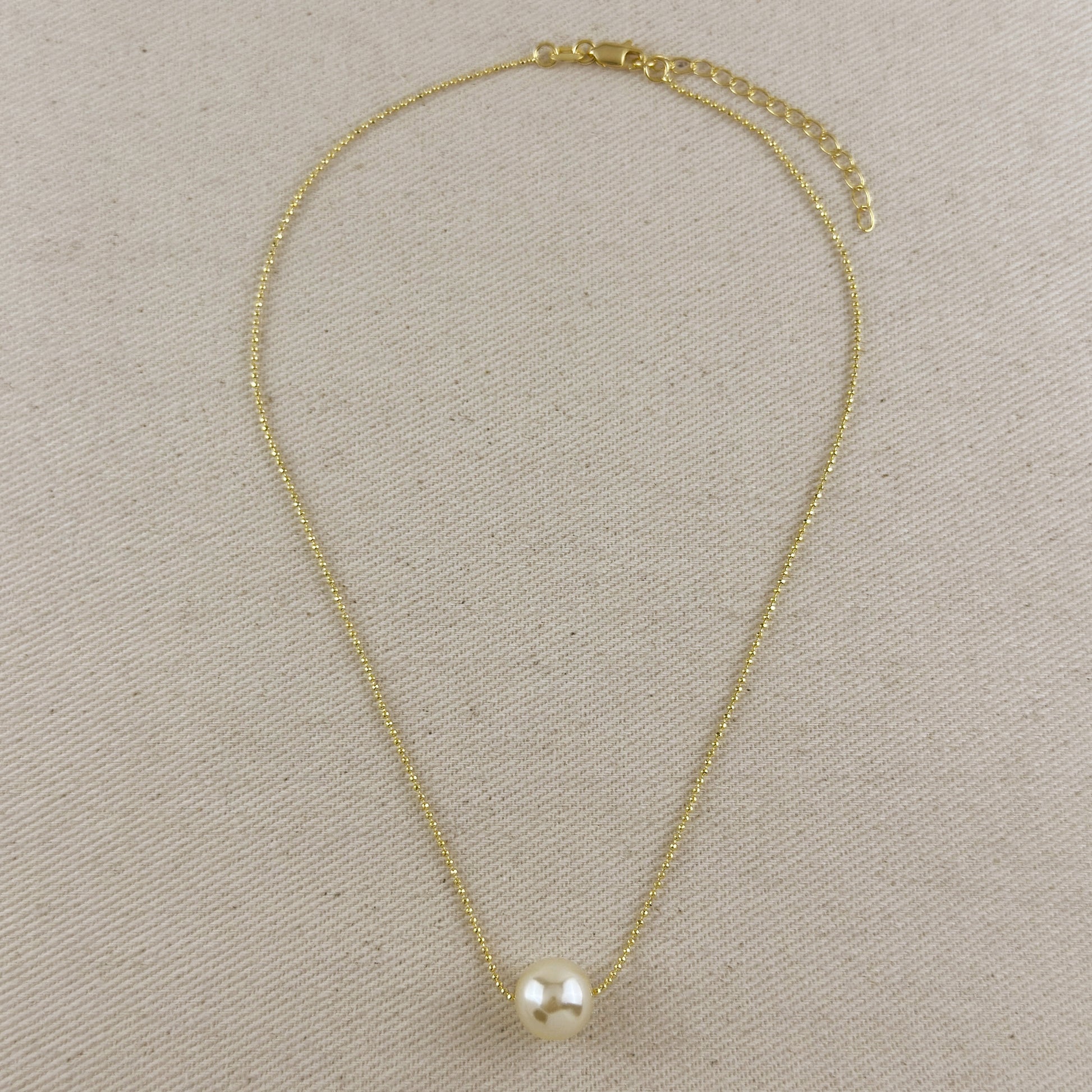 18k Gold Filled Solitaire Pearl Necklace