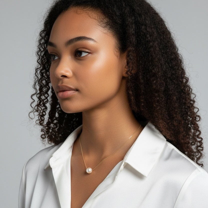 18k Gold Filled Solitaire Pearl Necklace