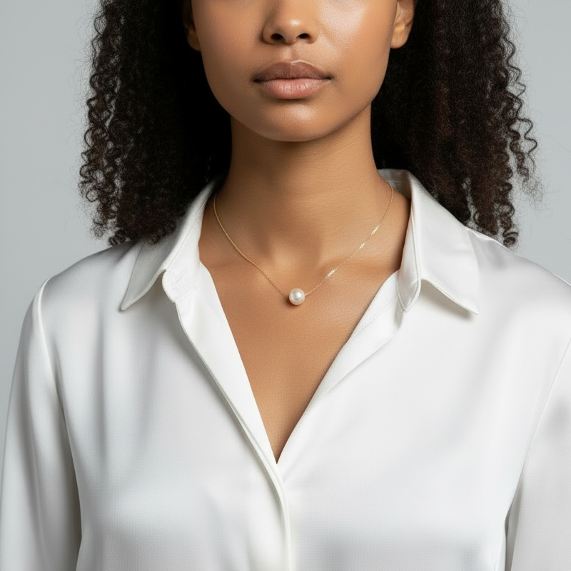 18k Gold Filled Solitaire Pearl Necklace