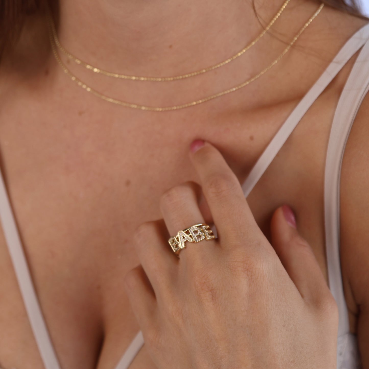 18k Gold Filled CZ Babe Ring