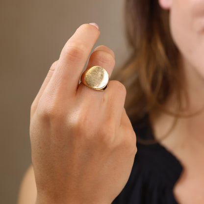 18k Gold Filled Rounded Brushed Top Ring With CZ Stones