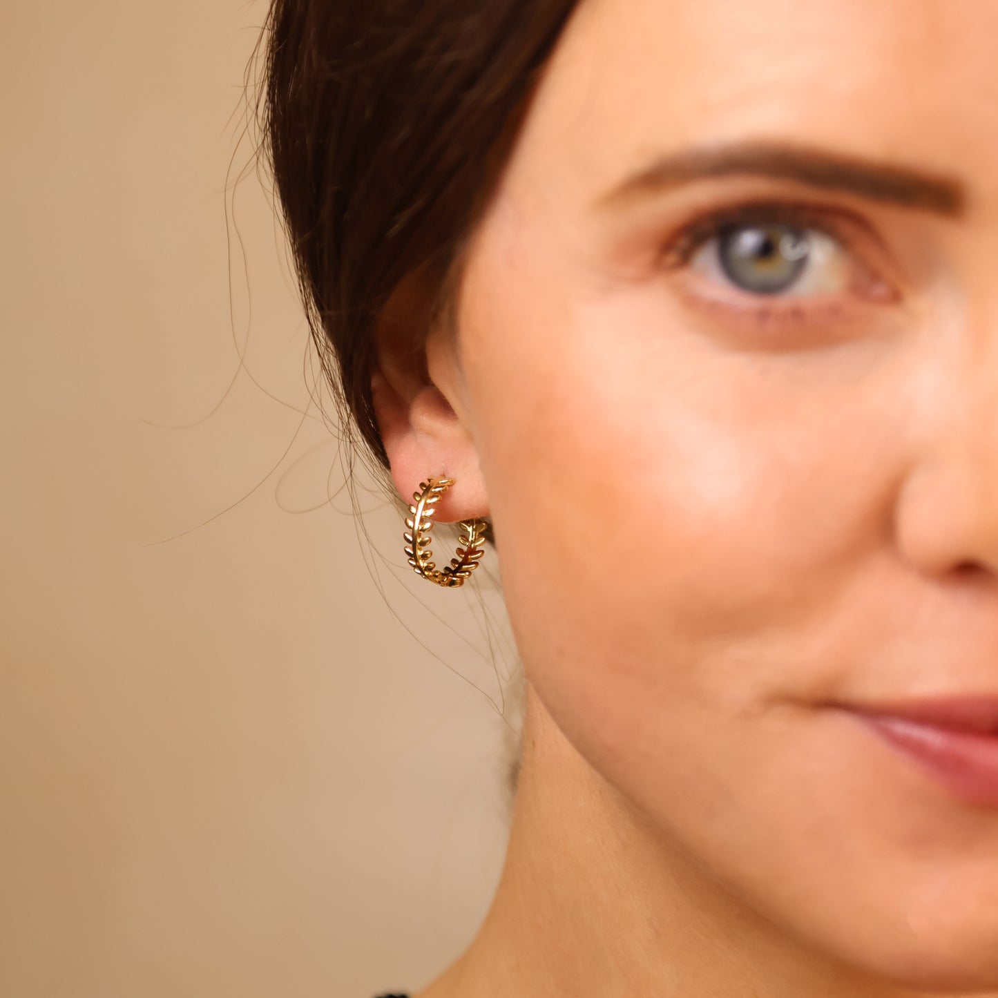 18k Gold Filled Leaf Clicker Earrings