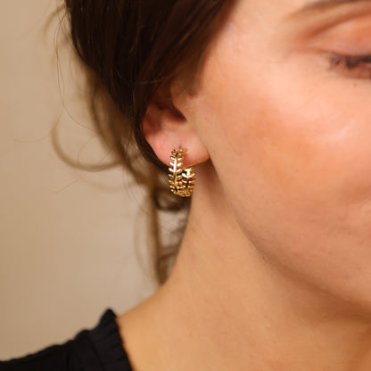 18k Gold Filled Leaf Clicker Earrings