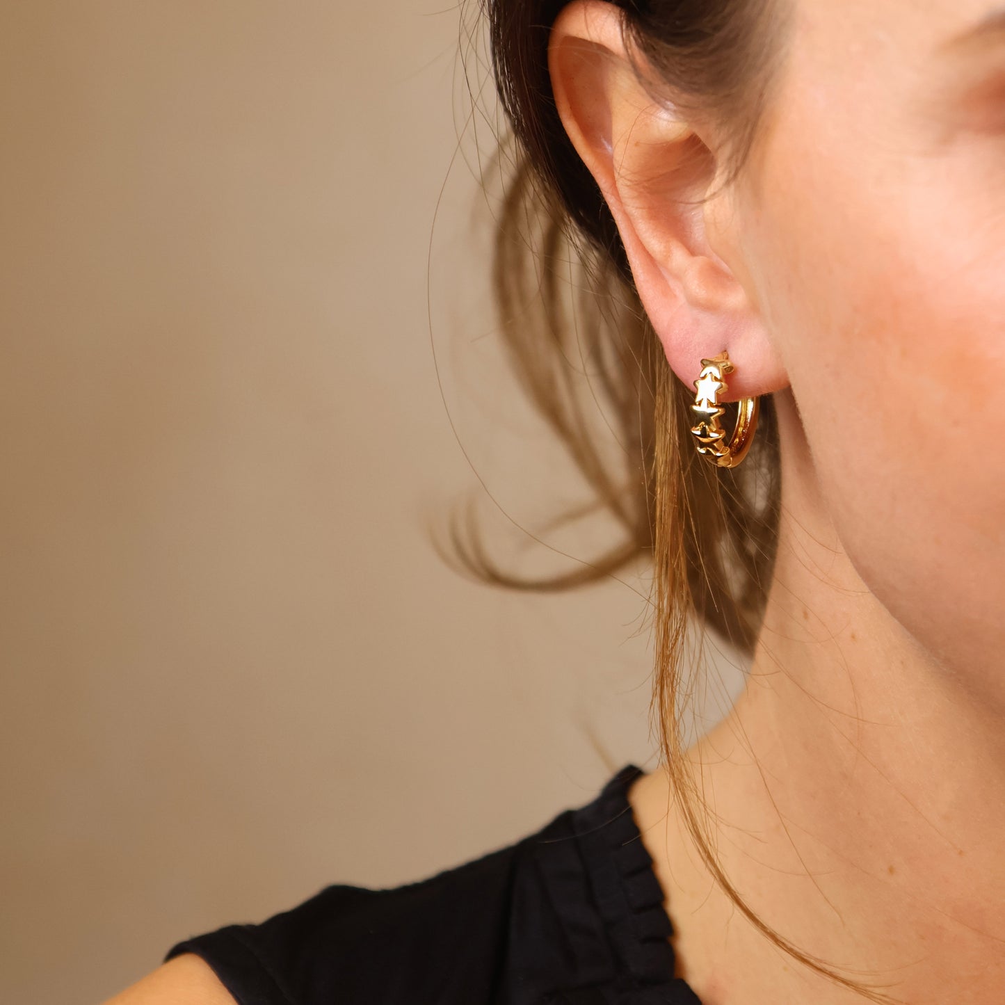 18k Gold Filled Stars Clicker Hoop Earrings