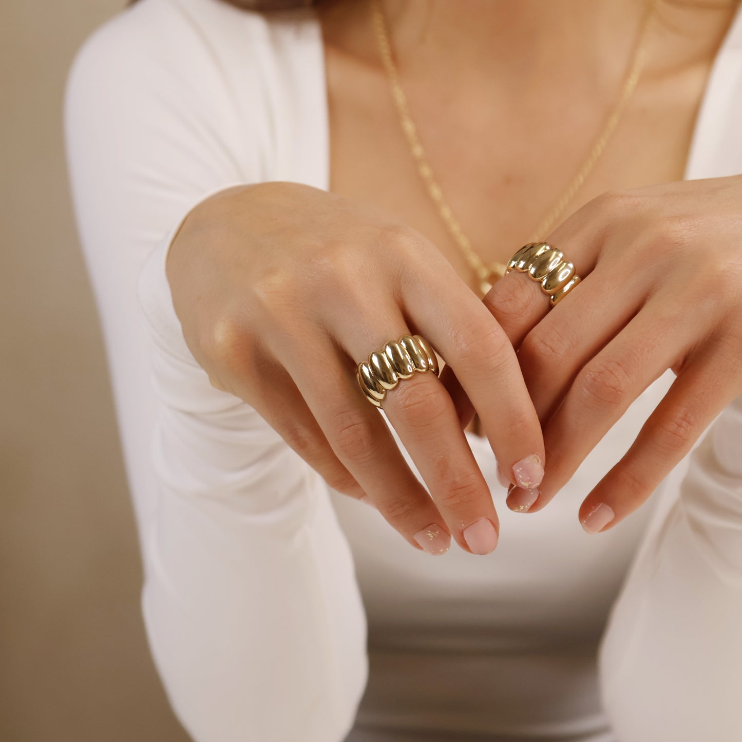 18k Gold Filled Oversized Scalloped Ring