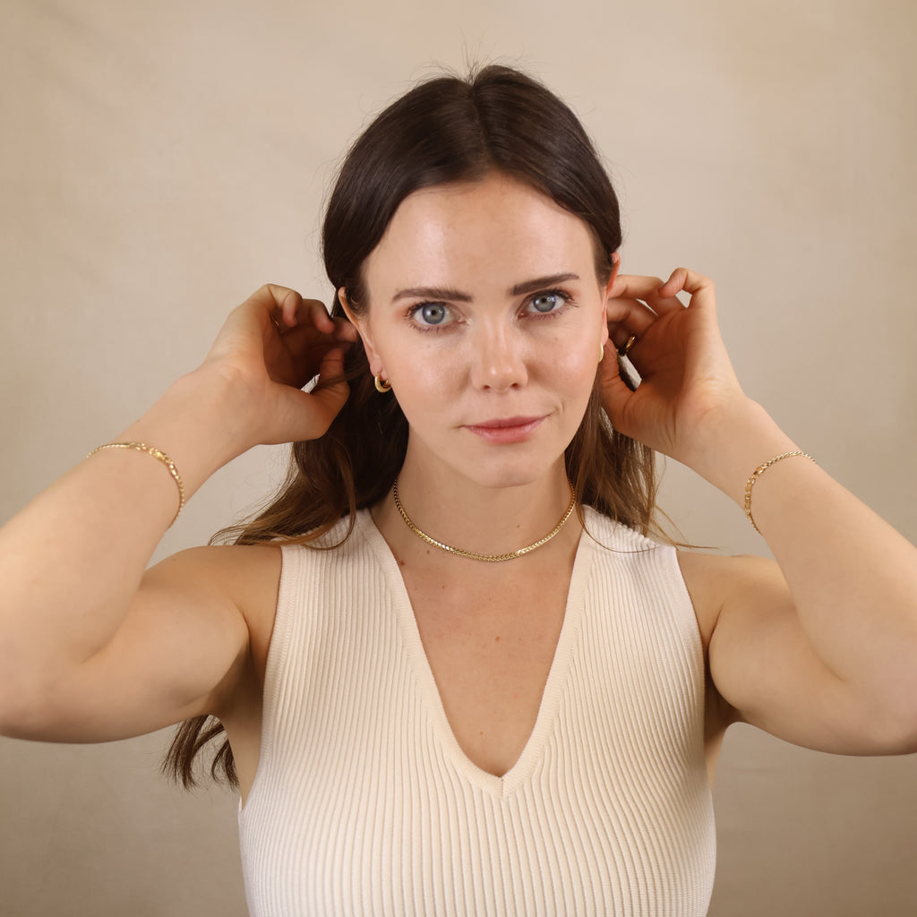 18K Gold Filled Diamond Cut Herringbone Choker Necklace
