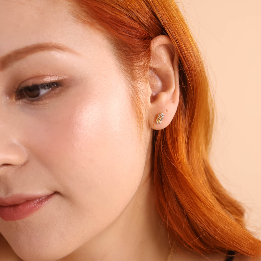 18k Gold Filled Mini Pointed Rectangle Plate Stud Earrings