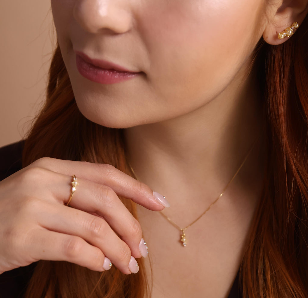 18k Gold Filled Pearl & Crystal Earrings