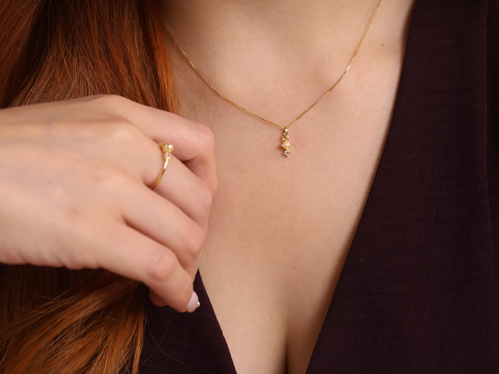 18k Gold Filled Pearl & Crystal Charm Necklace