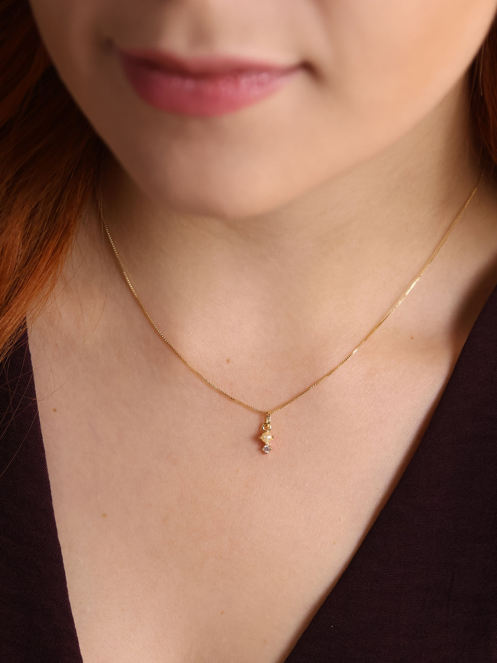 18k Gold Filled Pearl & Crystal Charm Necklace