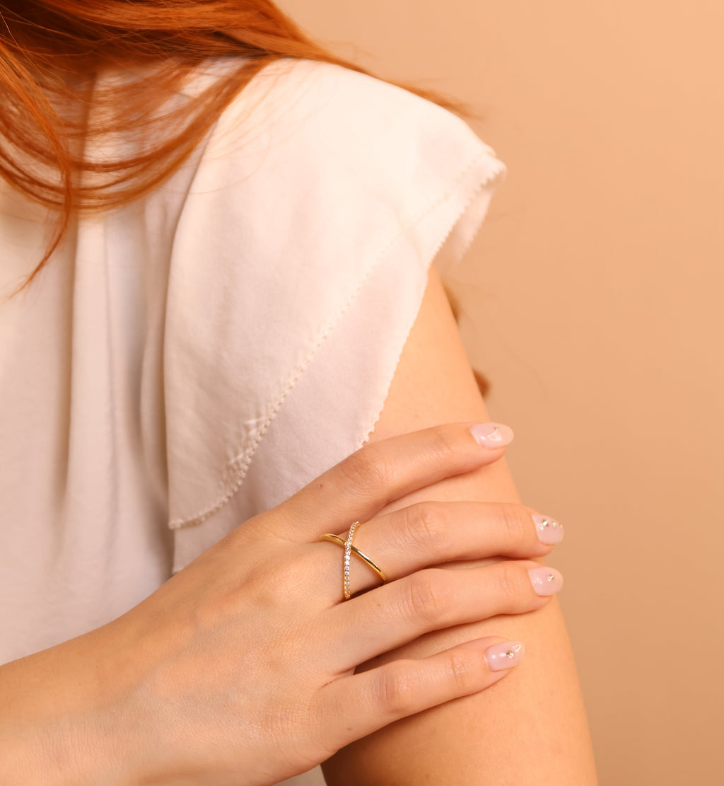 18k Gold Filled X Statement Ring