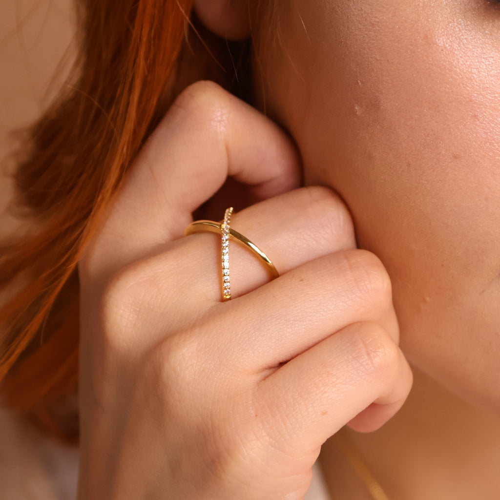 18k Gold Filled X Statement Ring