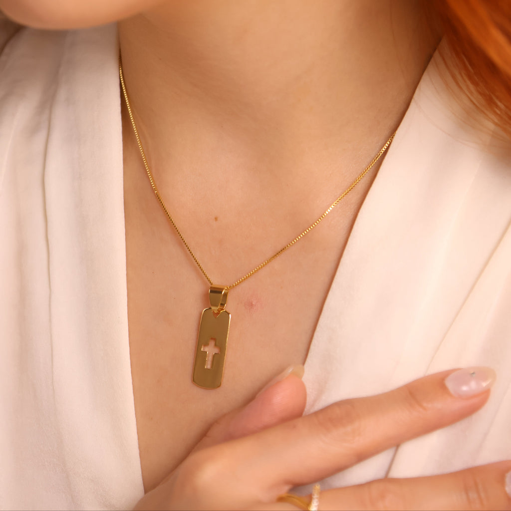 18k Gold Filled Cut Out Cross Charm