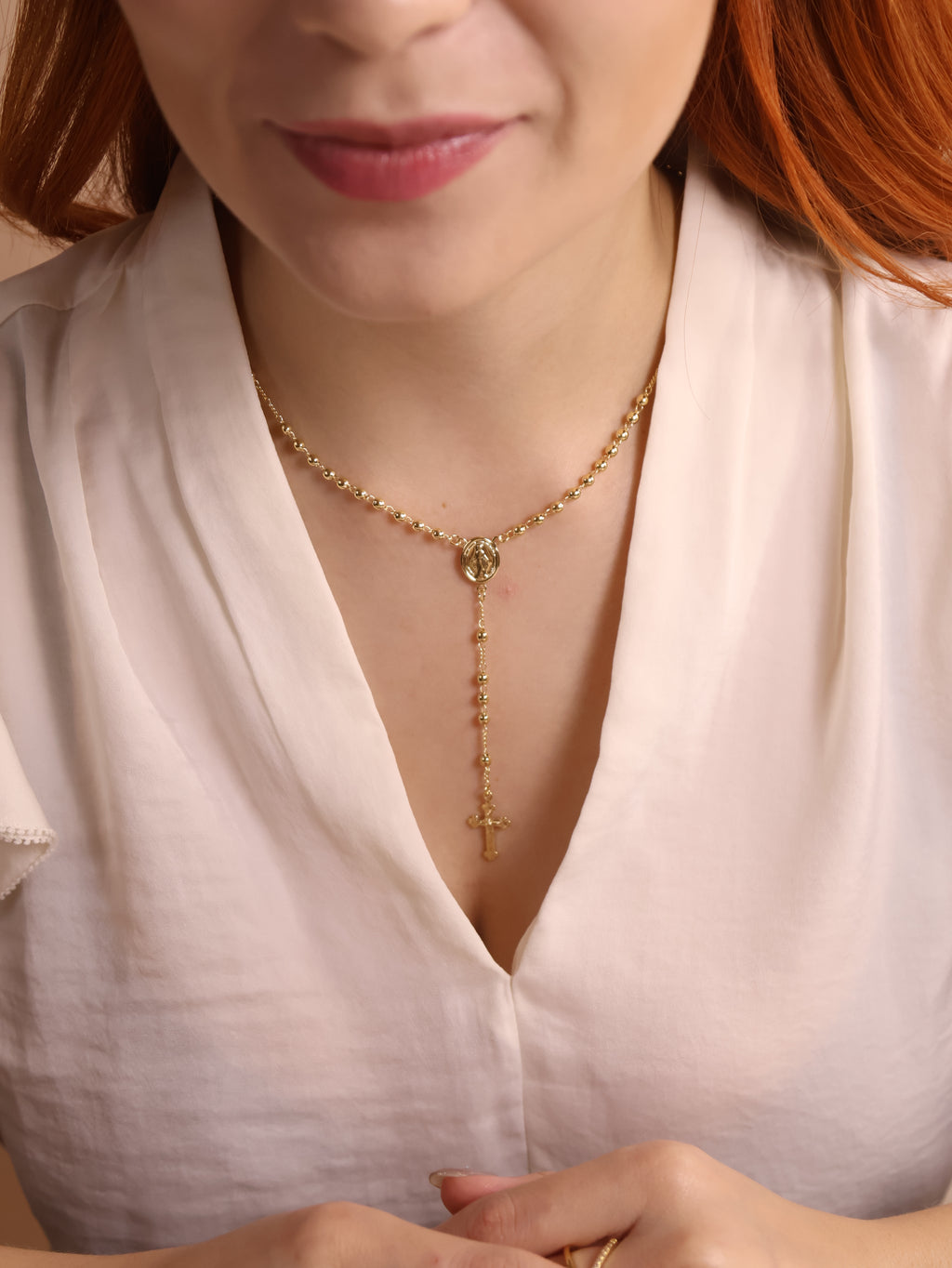 18k Gold Filled 3.3mm Rosary Necklace