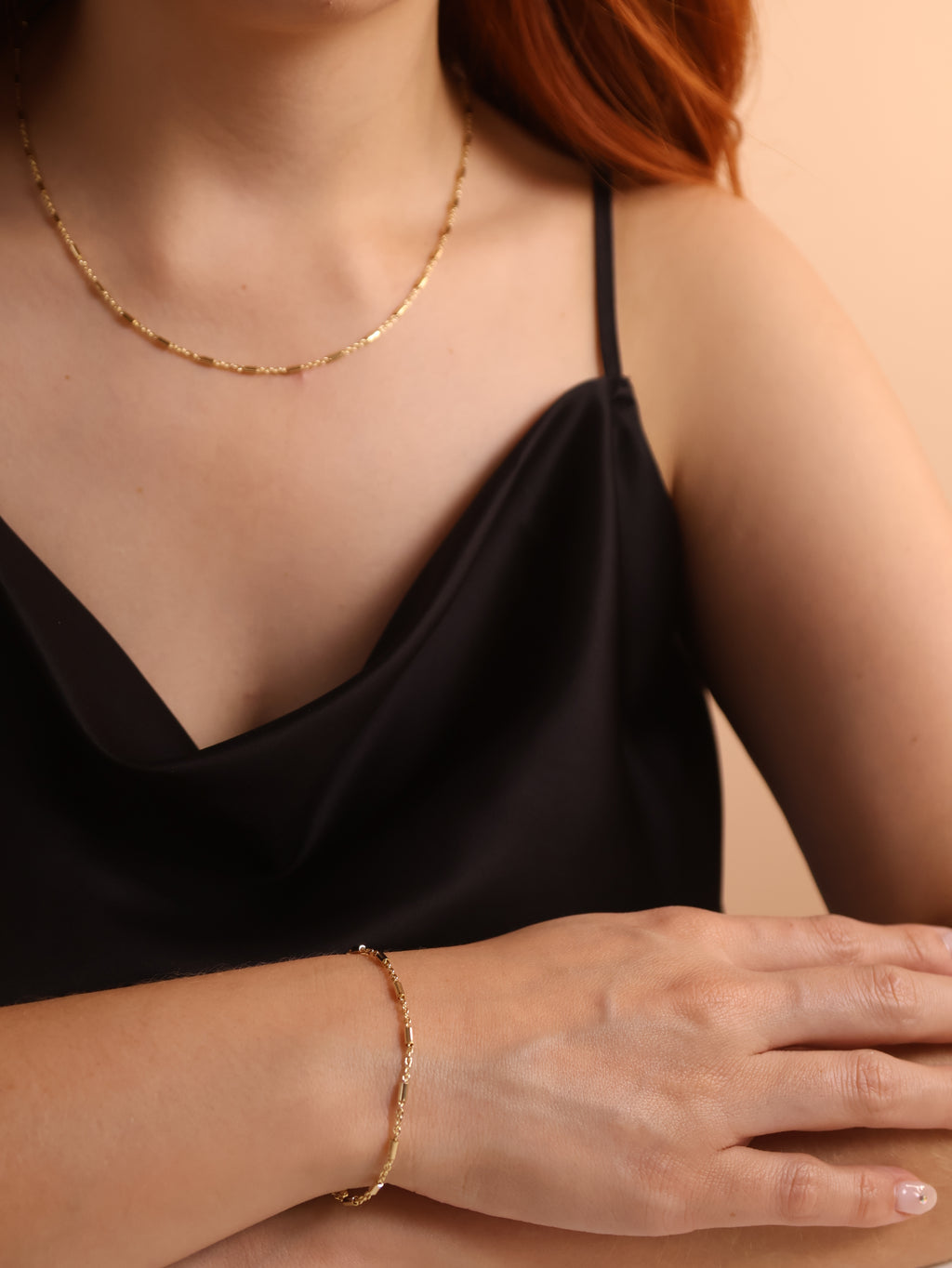 18k Gold Filled Mini Tube Chain Bracelet