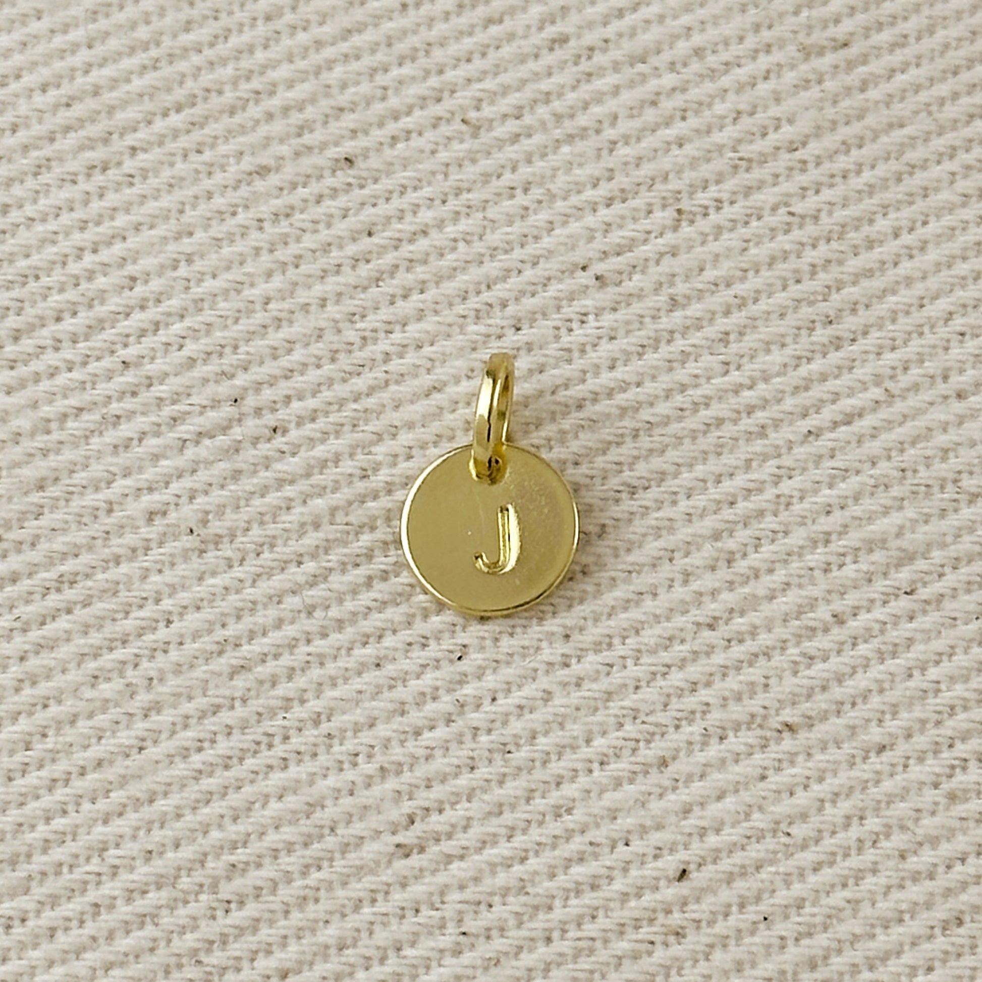 Stamped Tiny Initial Letter Charm in 18k Gold Filled Complete Alphabet