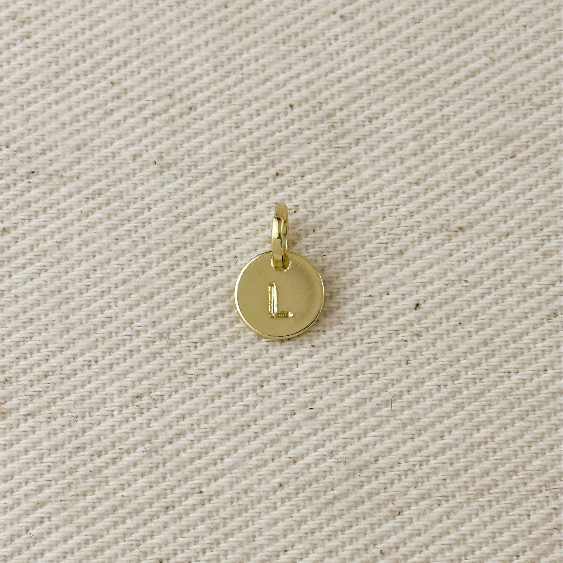 Stamped Tiny Initial Letter Charm in 18k Gold Filled Complete Alphabet