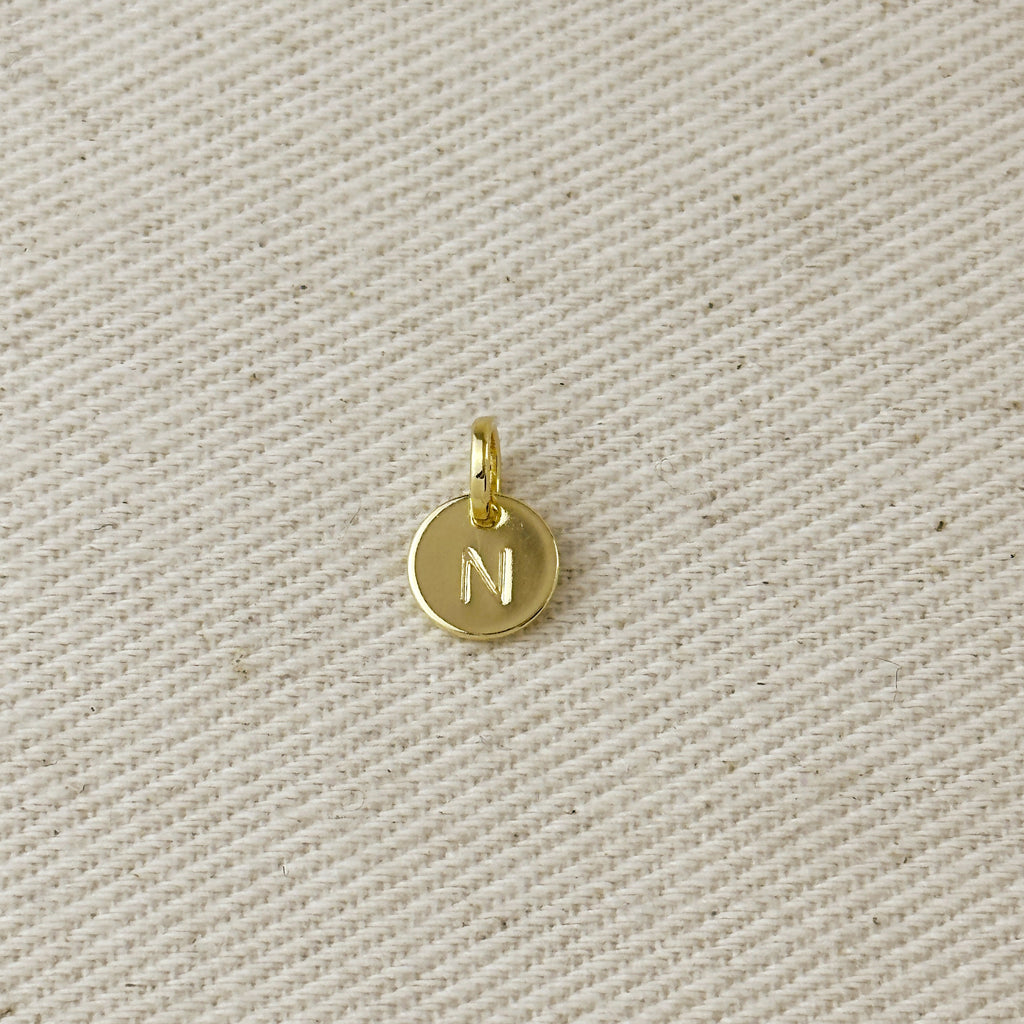 Stamped Tiny Initial Letter Charm in 18k Gold Filled Complete Alphabet