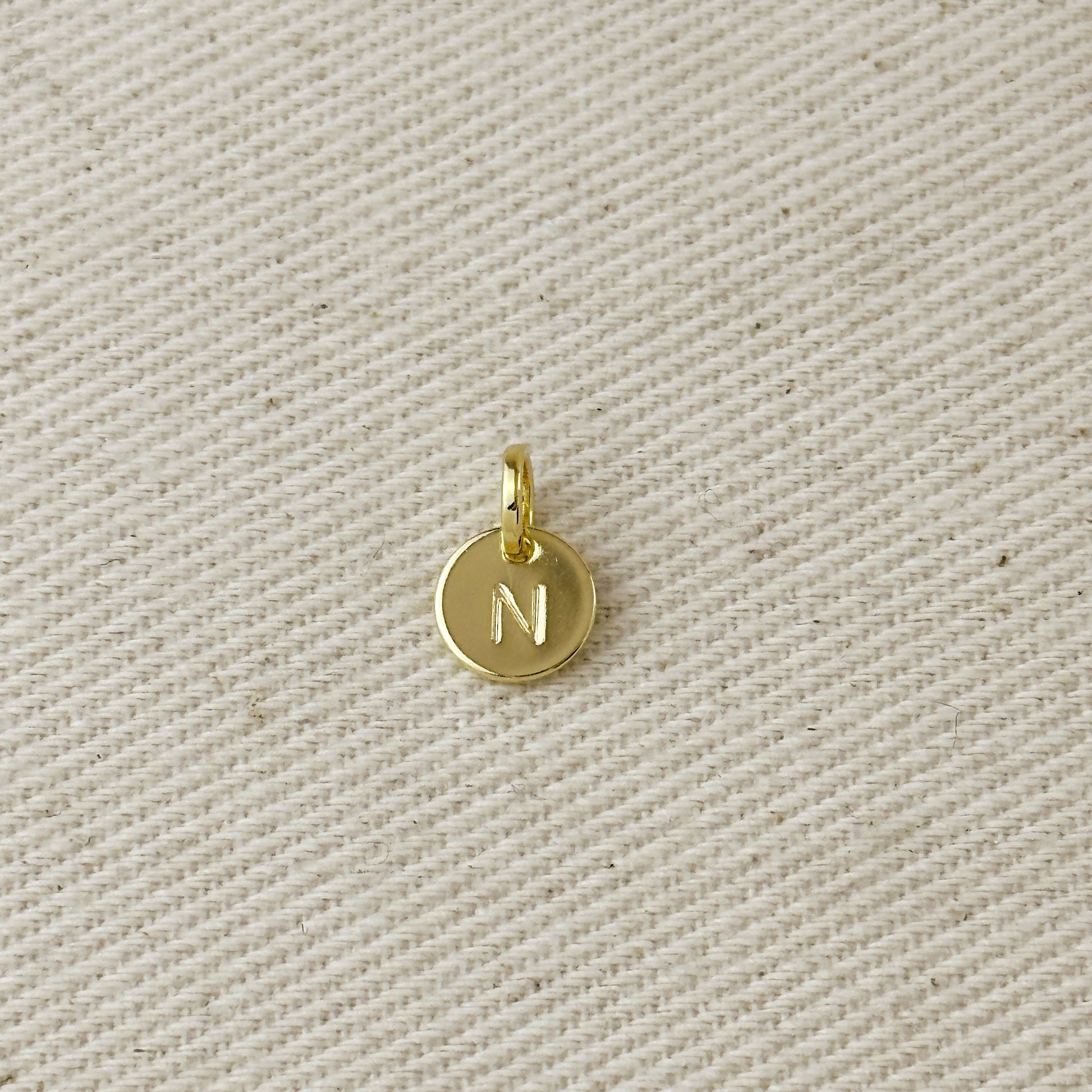 Stamped Tiny Initial Letter Charm in 18k Gold Filled Complete Alphabet