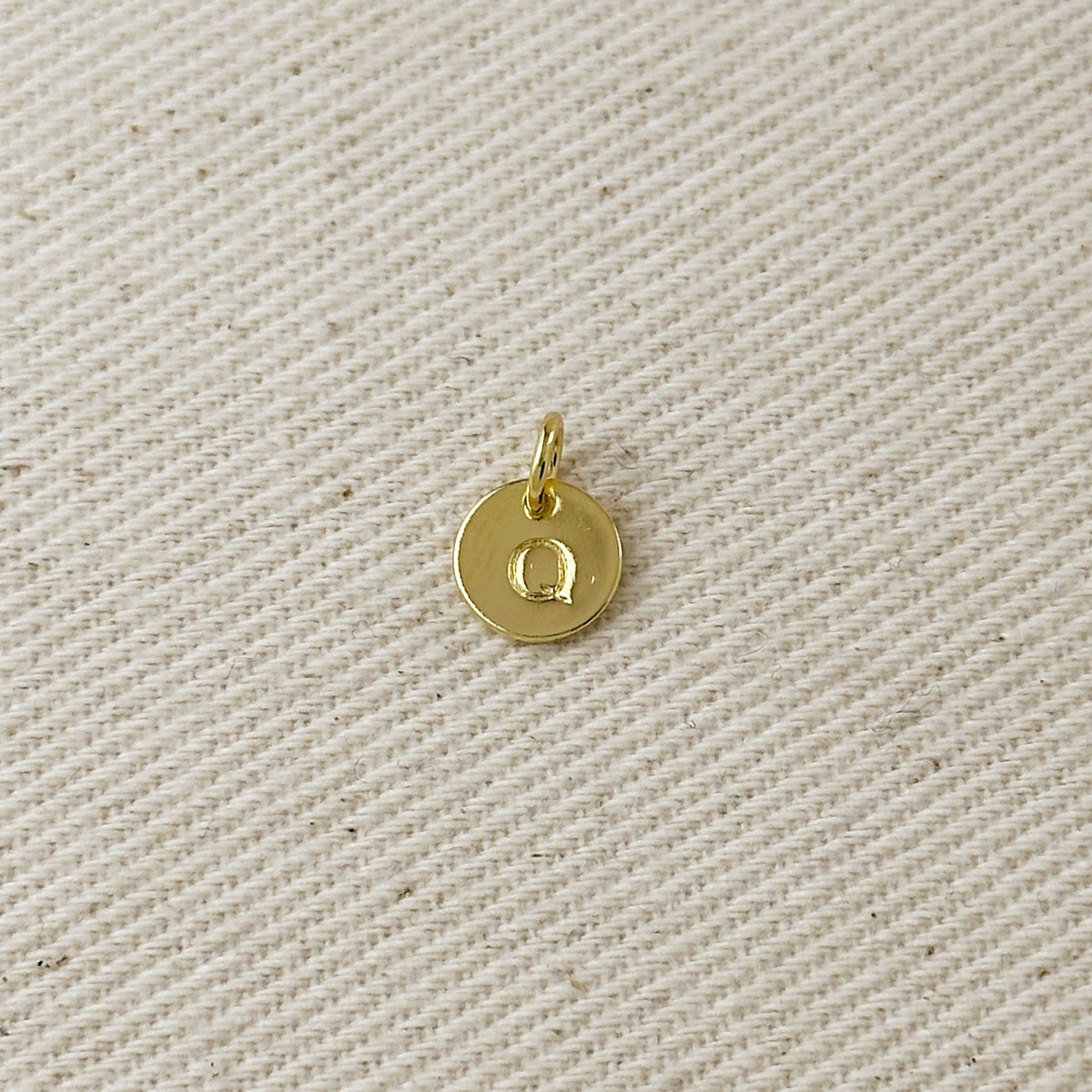 Stamped Tiny Initial Letter Charm in 18k Gold Filled Complete Alphabet