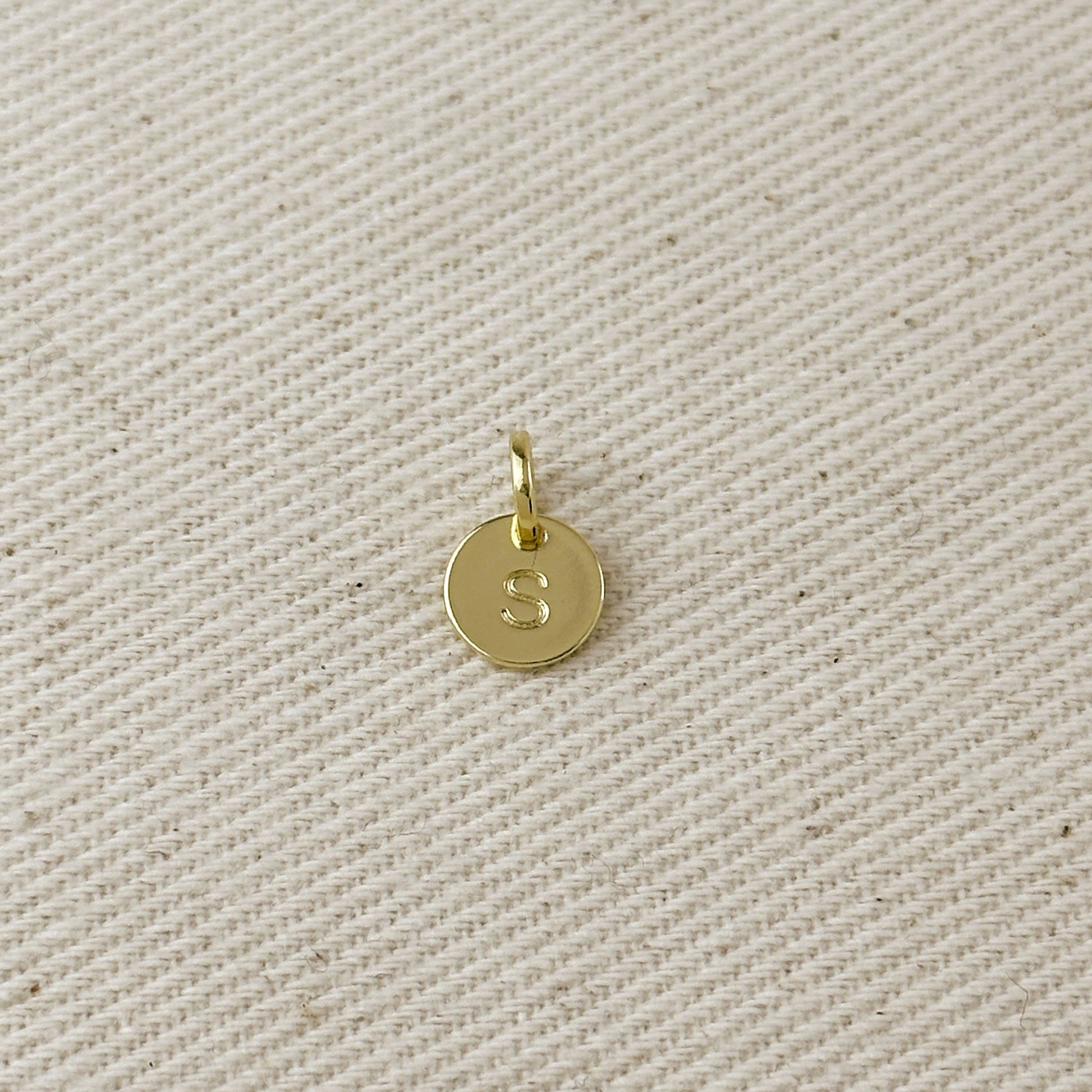 Stamped Tiny Initial Letter Charm in 18k Gold Filled Complete Alphabet