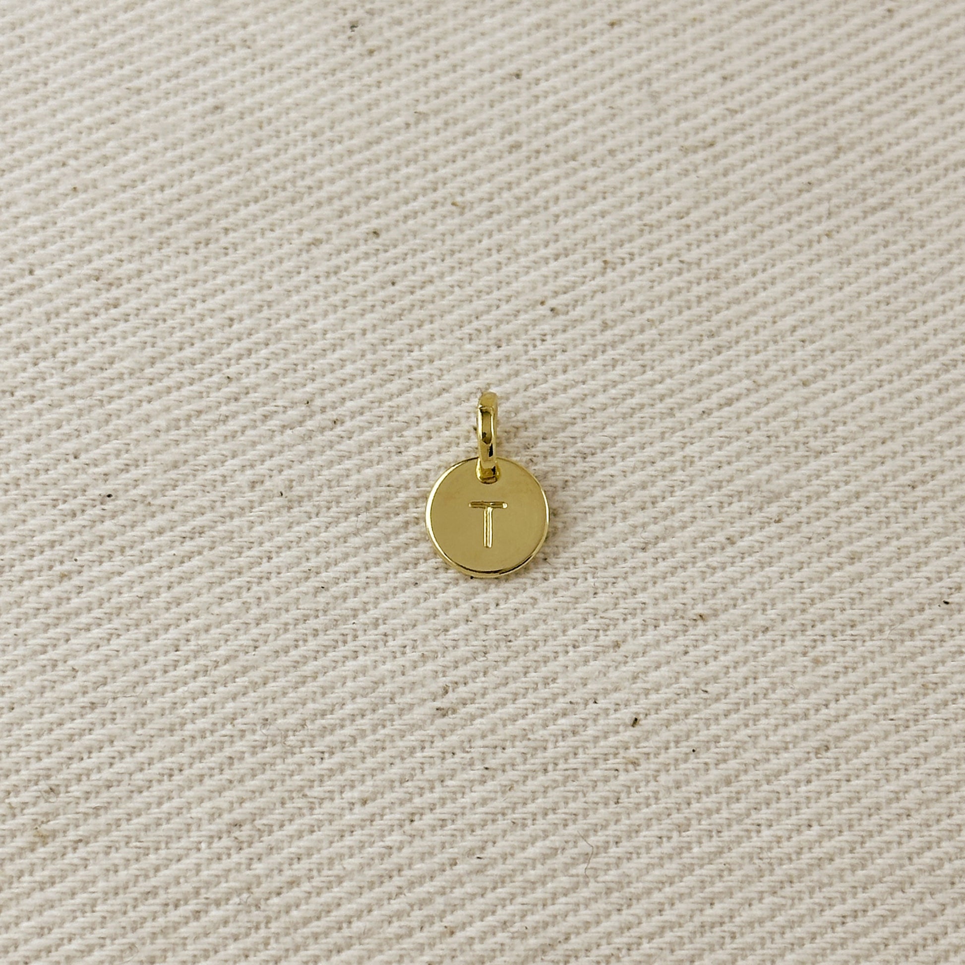 Stamped Tiny Initial Letter Charm in 18k Gold Filled Complete Alphabet