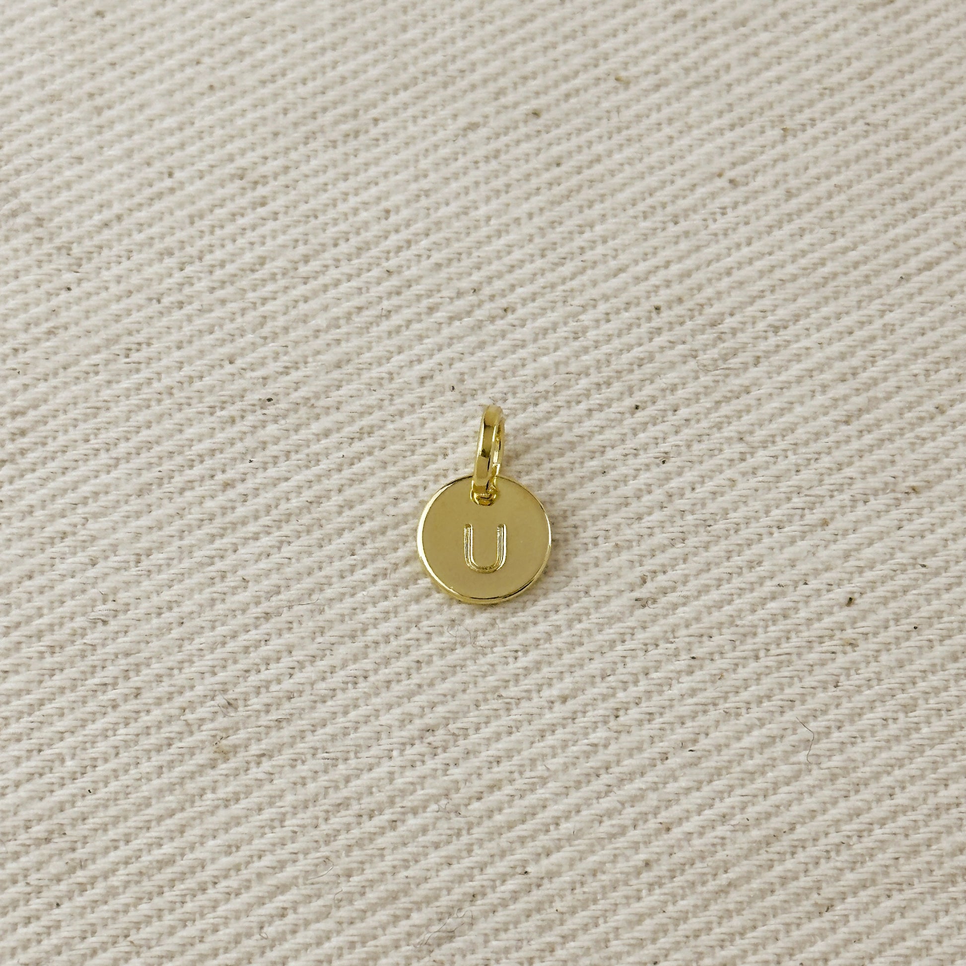 Stamped Tiny Initial Letter Charm in 18k Gold Filled Complete Alphabet