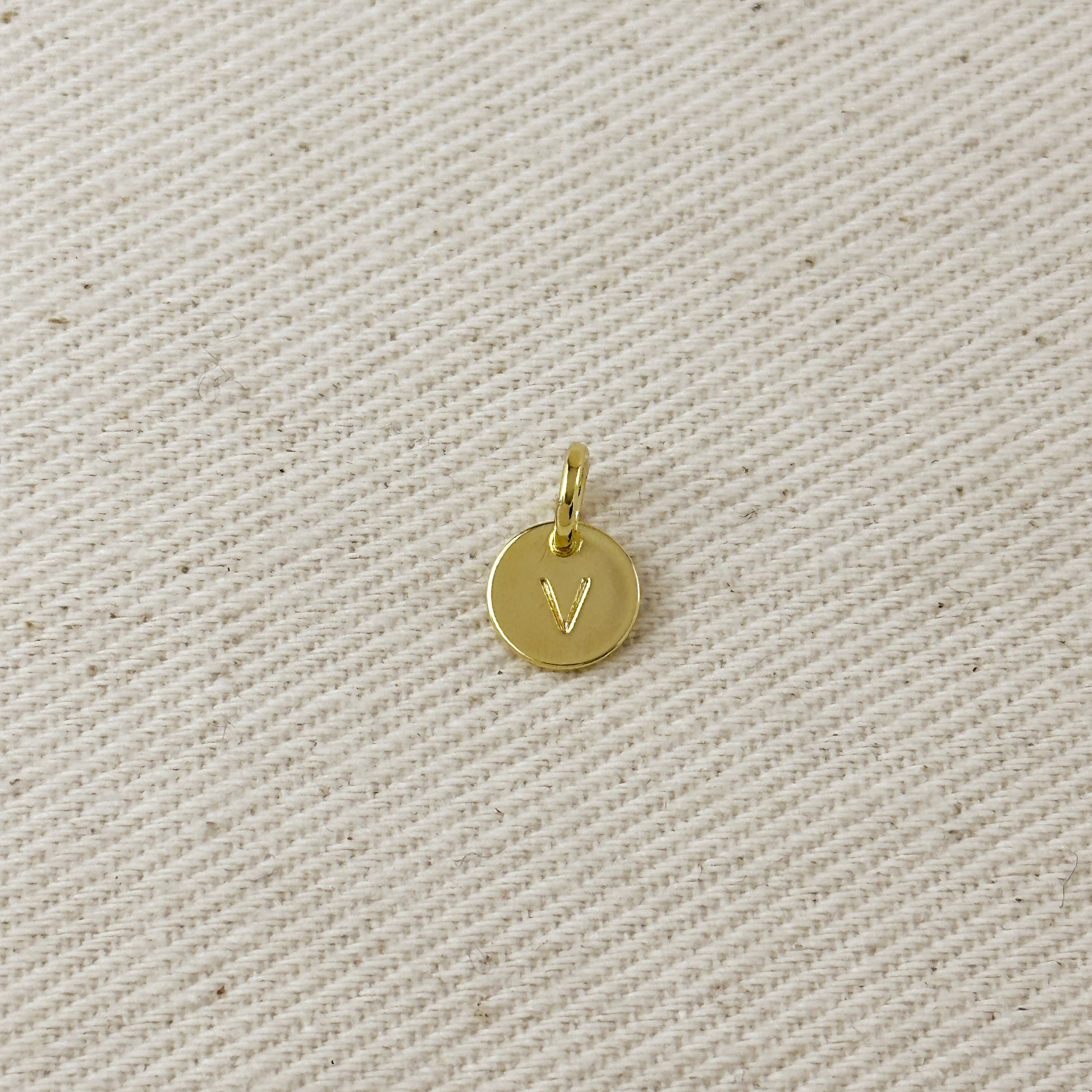 Stamped Tiny Initial Letter Charm in 18k Gold Filled Complete Alphabet