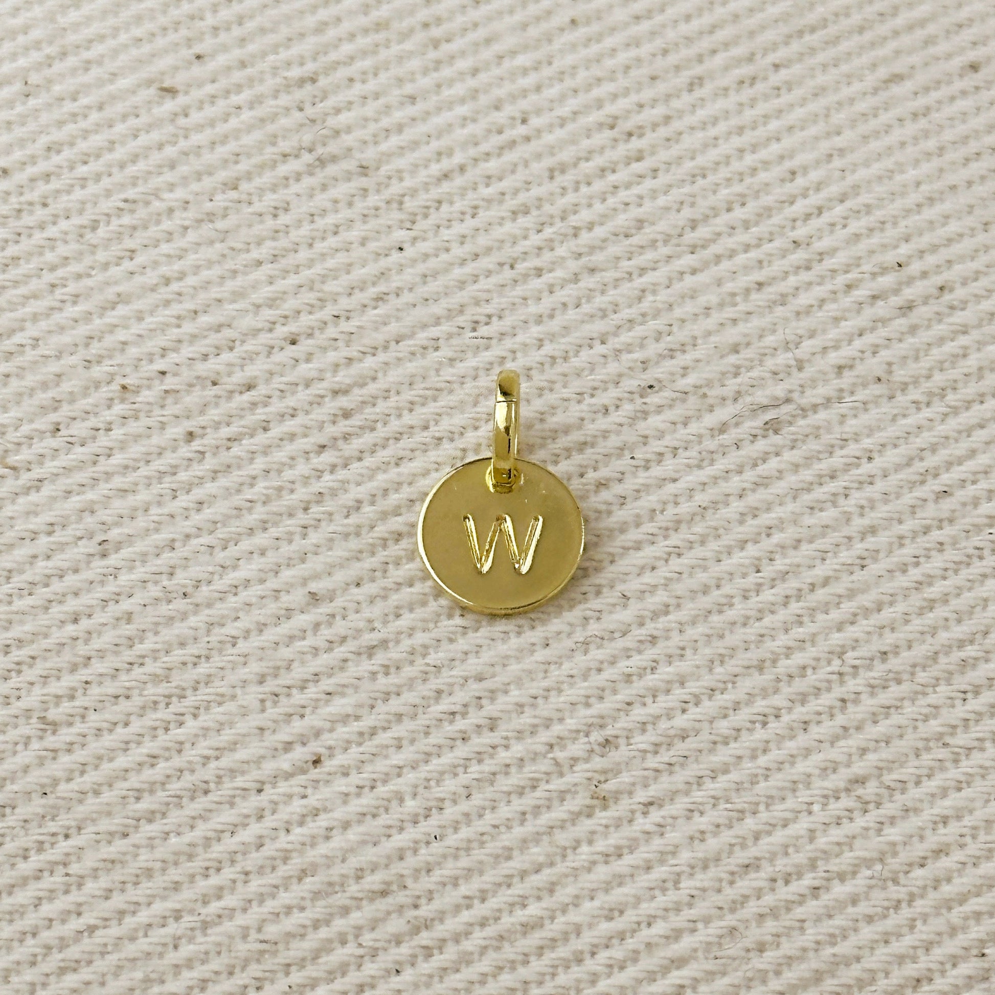 Stamped Tiny Initial Letter Charm in 18k Gold Filled Complete Alphabet