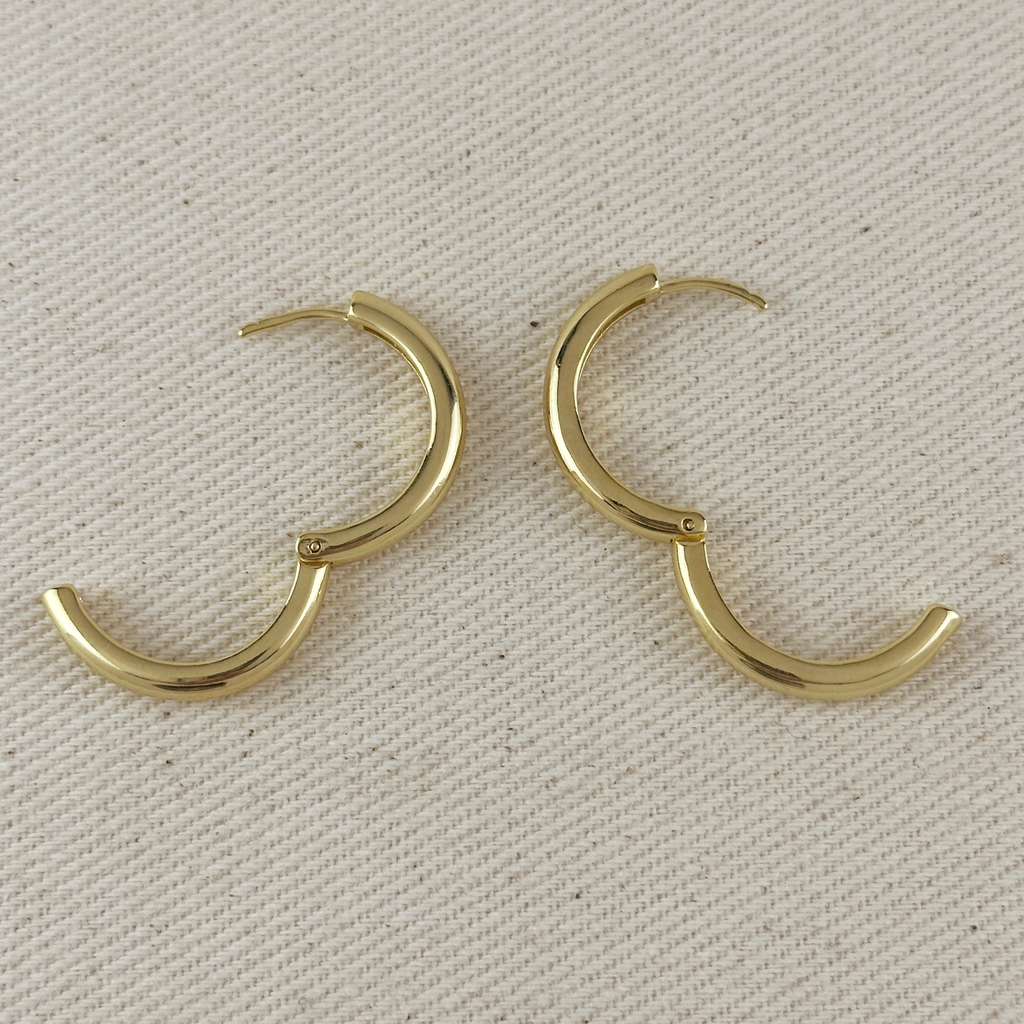 18K Gold Filled Rounded Polished Clicker Hoop Earrings