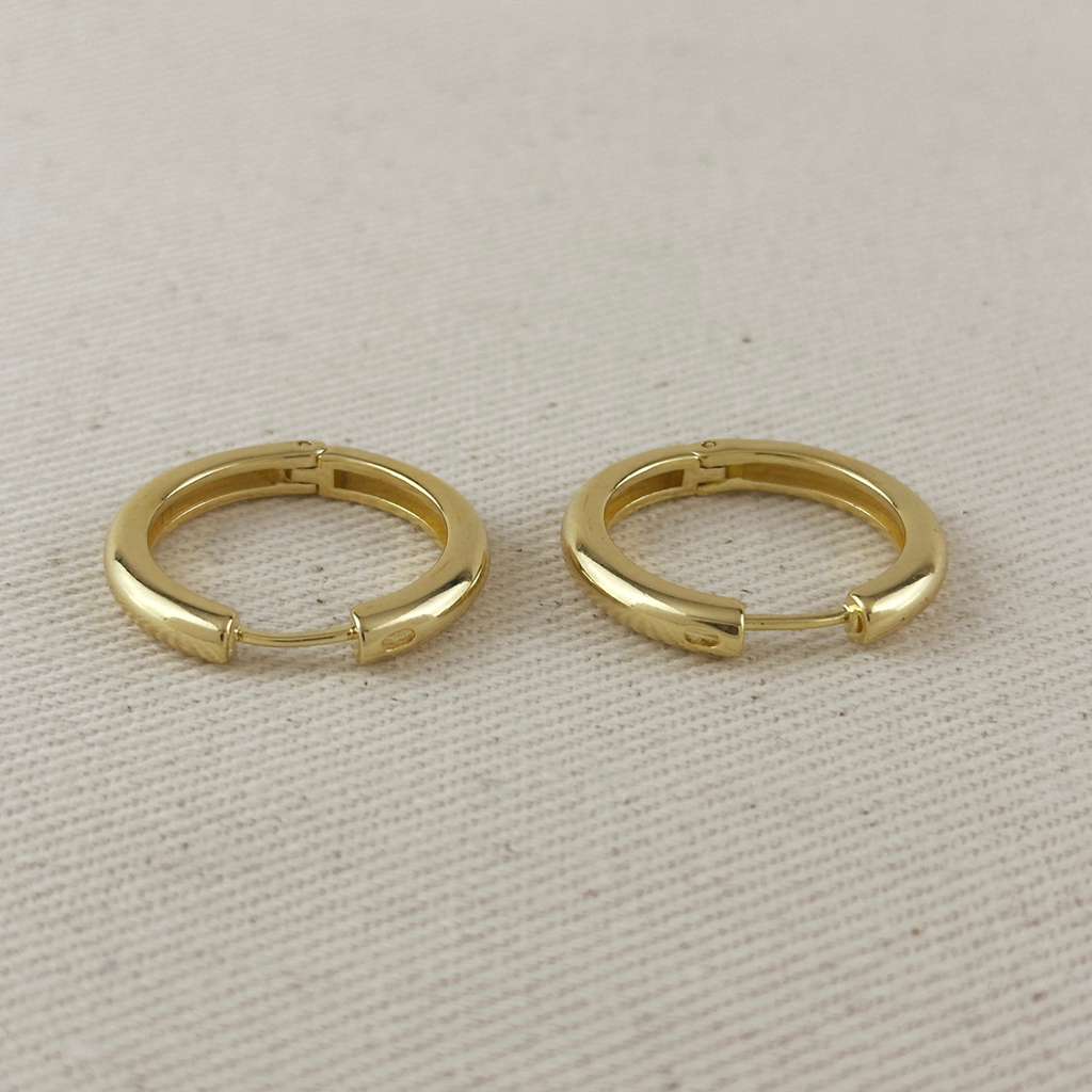 18K Gold Filled Rounded Polished Clicker Hoop Earrings