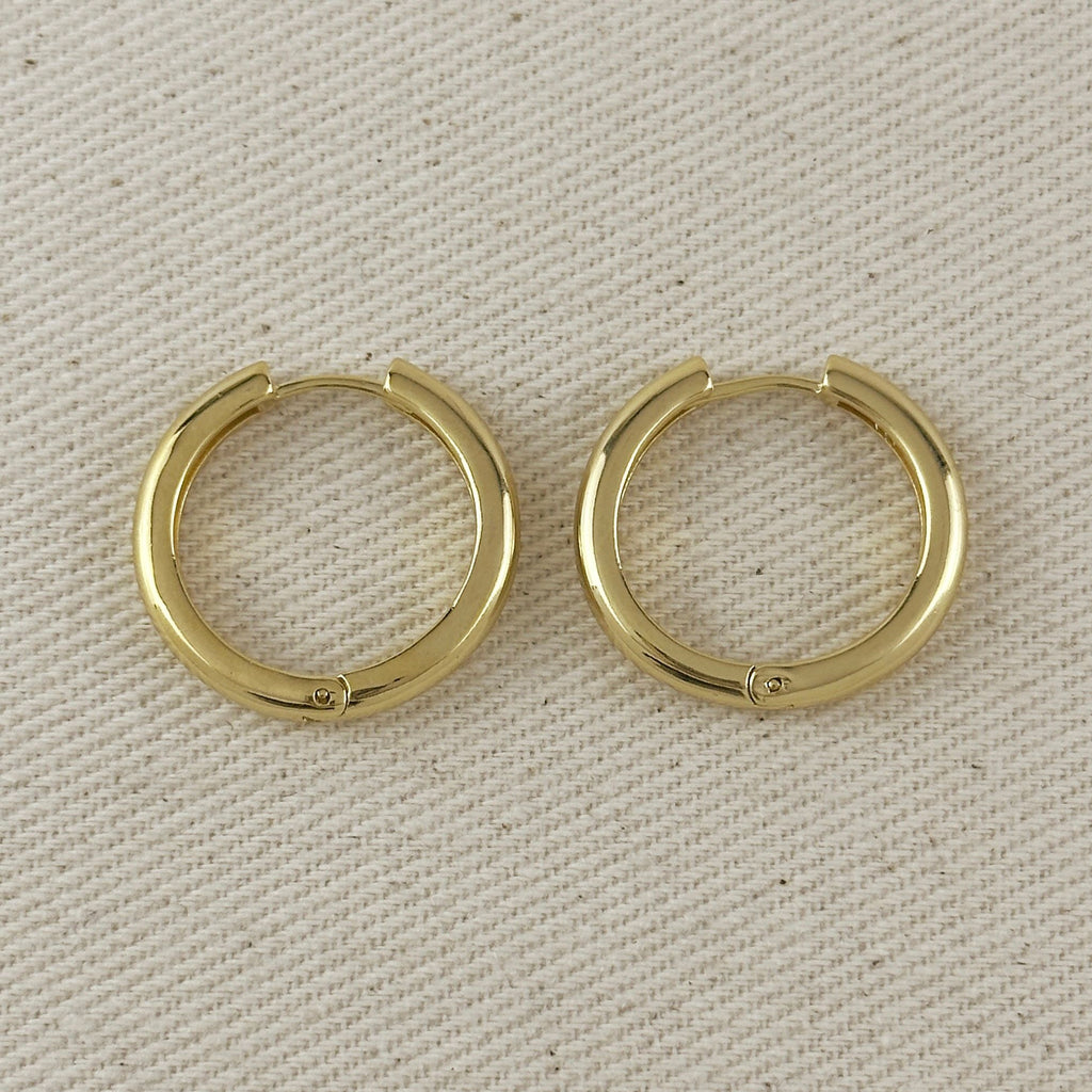18K Gold Filled Rounded Polished Clicker Hoop Earrings