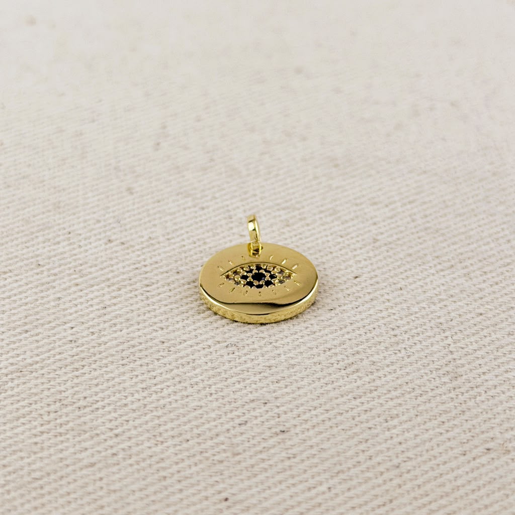 18k Gold Filled Evil Eye Medal Pendant